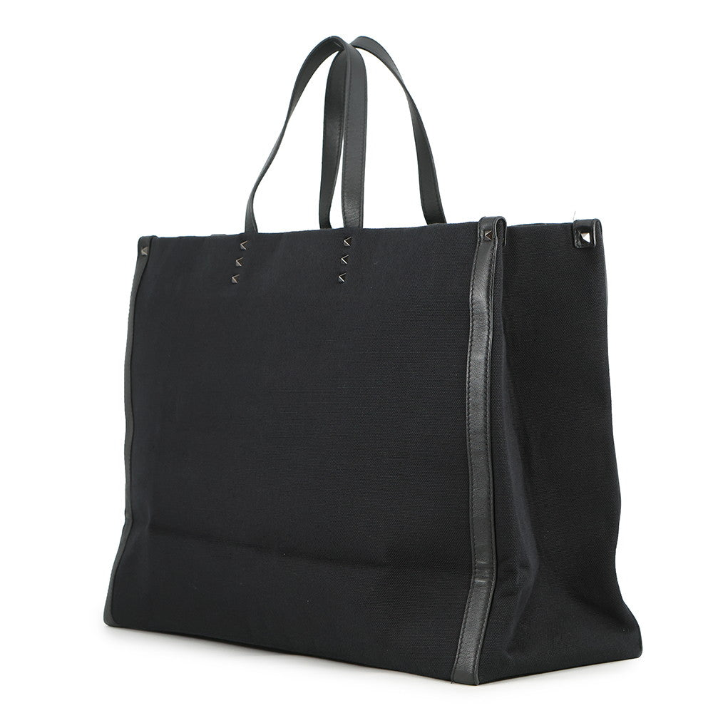 Valentino Garavani VLTN Tote Black Canvas Leather