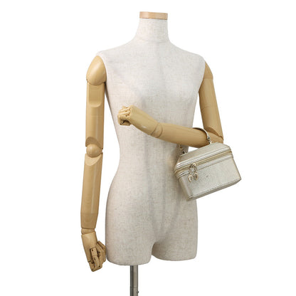 BVLGARI Serpenti 2-Way Vanity Bag Champagne Gold Karung embossed leather