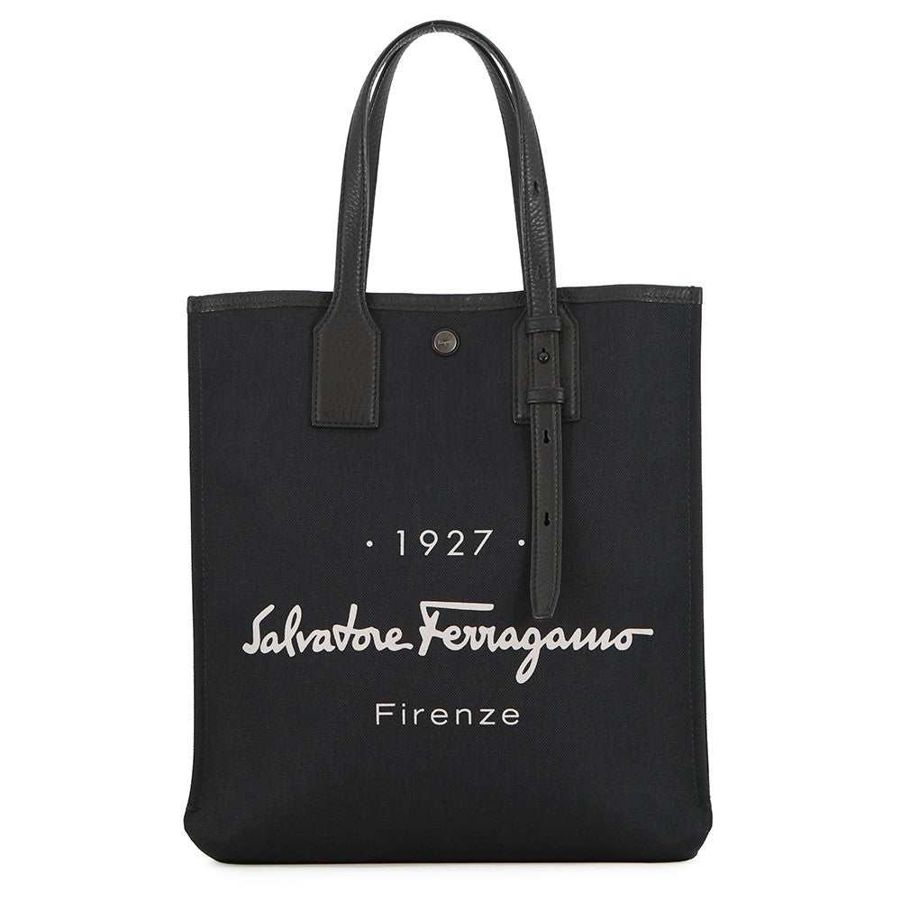 Ferragamo Tote Bag Black240797 Canvas Leather