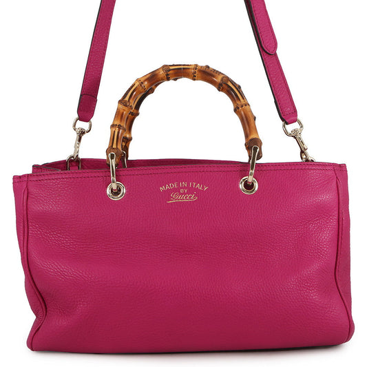 GUCCI Bamboo Shopper Medium Handbag Pink323660 Leather