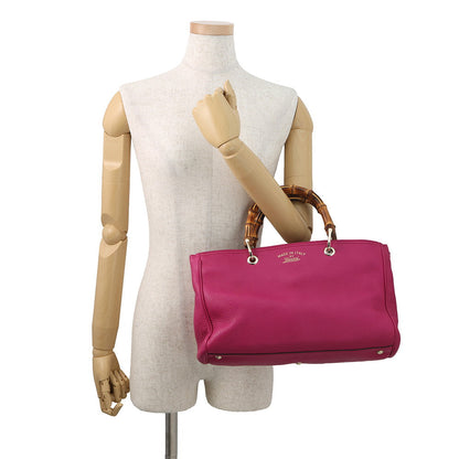 GUCCI Bamboo Shopper Medium Handbag Pink323660 Leather