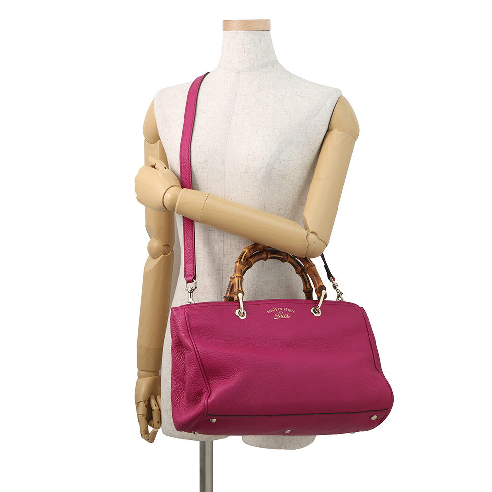 GUCCI Bamboo Shopper Medium Handbag Pink323660 Leather