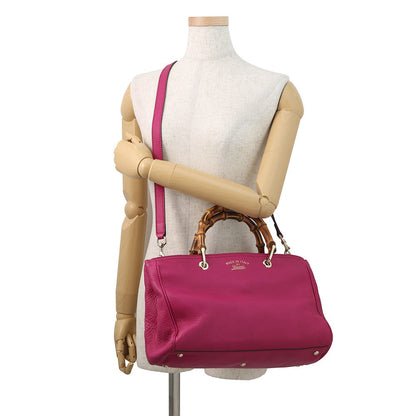 GUCCI Bamboo Shopper Medium Handbag Pink323660 Leather