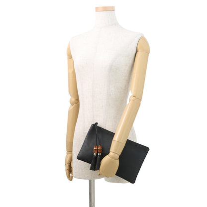 GUCCI Bamboo Tassel Pouch Black376854 Leather