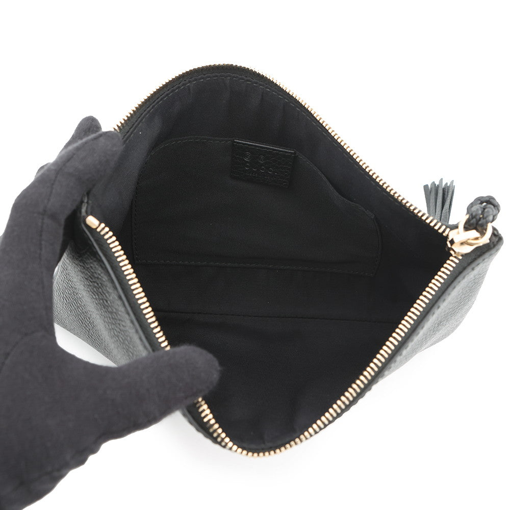 GUCCI Bamboo Tassel Pouch Black376854 Leather