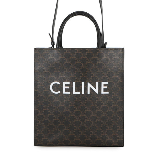 CELINE Vertical Cabas Brown/Black194432 PVC Leather Size Medium