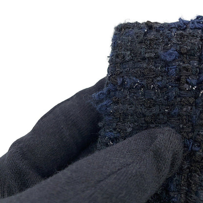 CHANEL Tweed Double-Breasted Coat Size 34 Black/NavyP64017 Cotton49% Polyamide31% Acryl20%