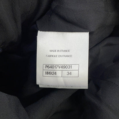 CHANEL Tweed Double-Breasted Coat Size 34 Black/NavyP64017 Cotton49% Polyamide31% Acryl20%
