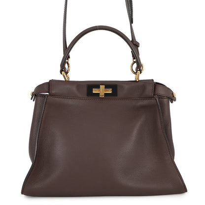 FENDI Peekaboo Icy You Brown8BN321 Leather Size Medium
