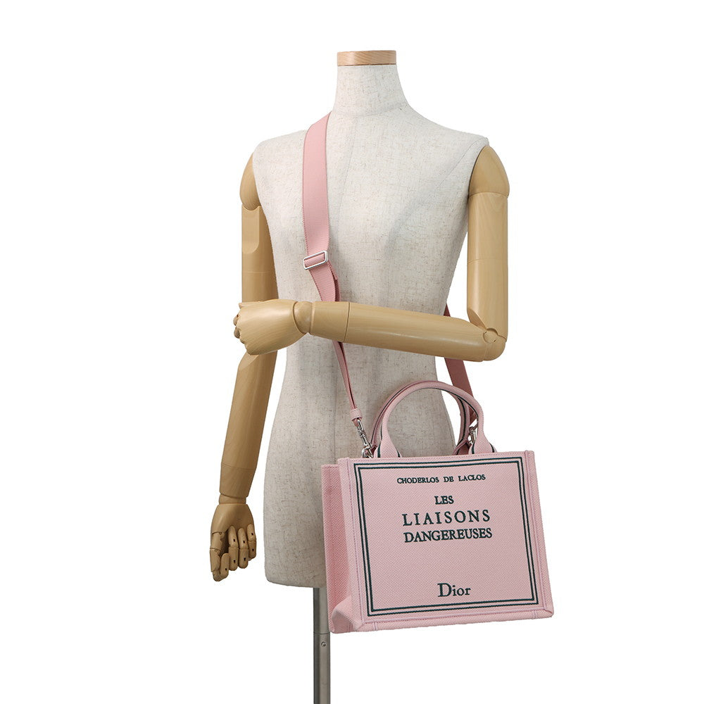 Dior Book Tote Book Cover Embroidery with Strap Bag PinkM1404PEHO Canvas Size Small