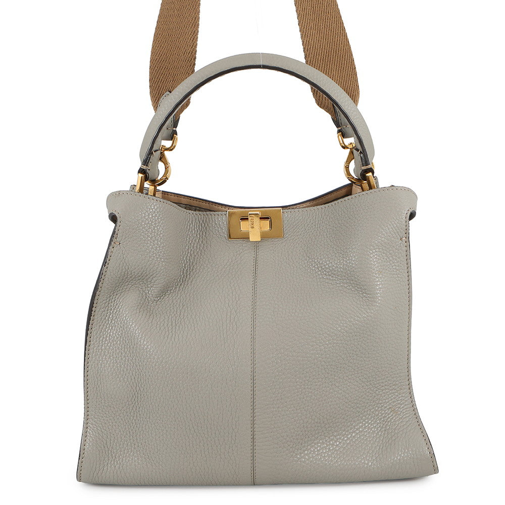 FENDI Peekaboo X-Lite Gray8BN310 Calf Leather Size regular