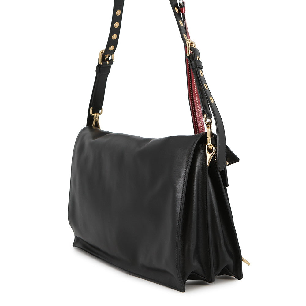 PRADA Soft Sound Large Leather Shoulder Bag Black1BD378 Leather Size Large