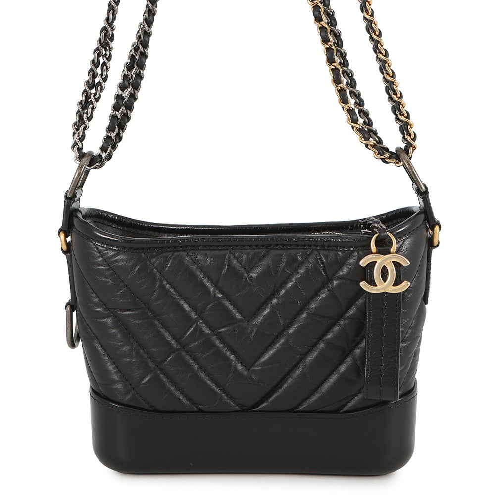 CHANEL Gabrielle de Chanel BlackA91810 Aged Calf Leather Size Small
