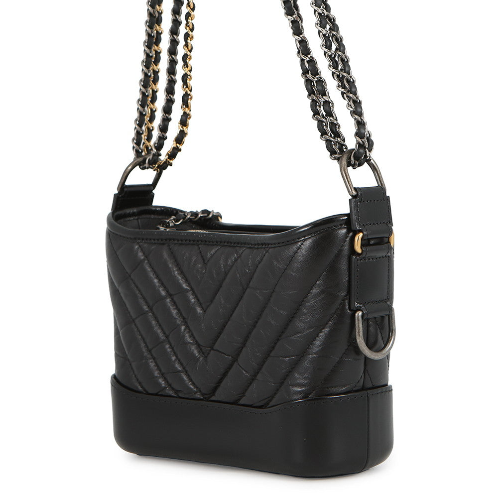 CHANEL Gabrielle de Chanel BlackA91810 Aged Calf Leather Size Small