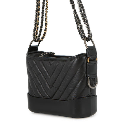 CHANEL Gabrielle de Chanel BlackA91810 Aged Calf Leather Size Small