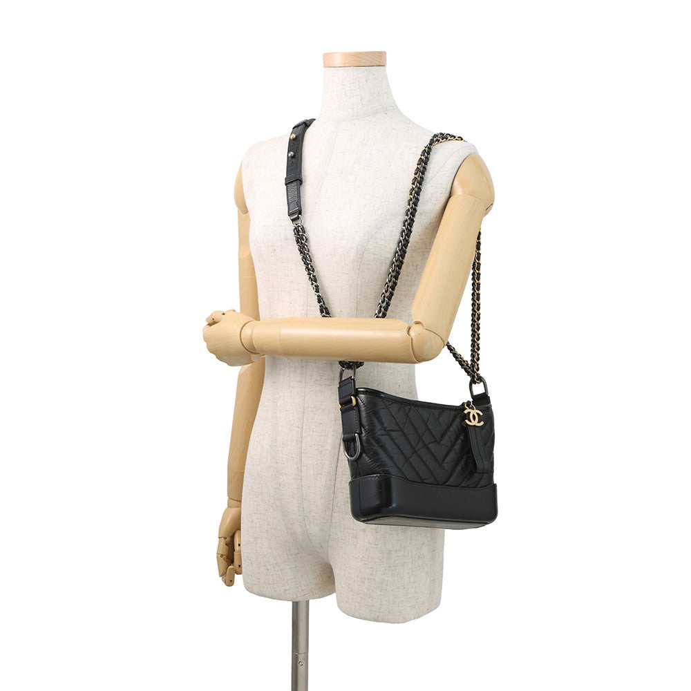 CHANEL Gabrielle de Chanel BlackA91810 Aged Calf Leather Size Small