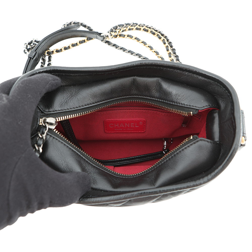 CHANEL Gabrielle de Chanel BlackA91810 Aged Calf Leather Size Small