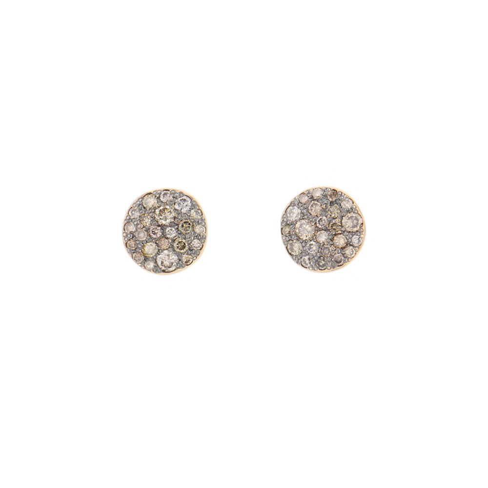 Pomellato Sabbia (Round) Pave Brown Diamond Stud EarringsPOB2042-O7000-DBR00 18K Pink Gold
