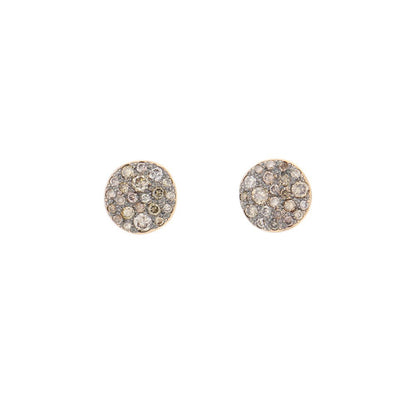 Pomellato Sabbia (Round) Pave Brown Diamond Stud EarringsPOB2042-O7000-DBR00 18K Pink Gold