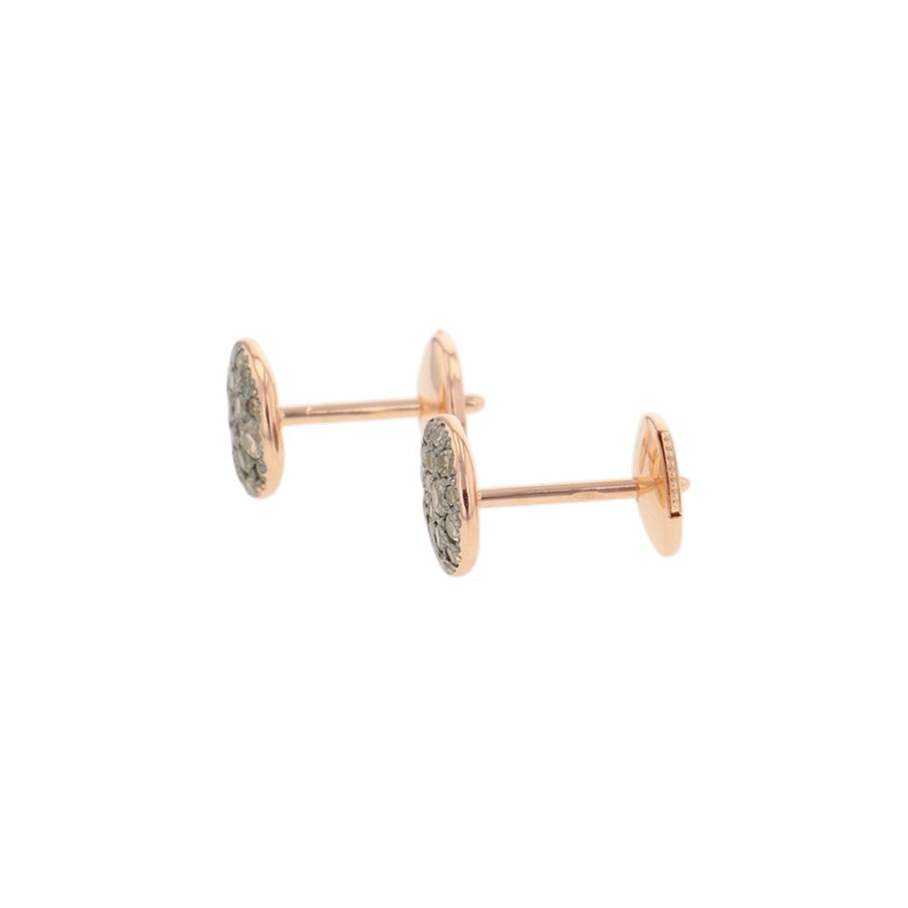 Pomellato Sabbia (Round) Pave Brown Diamond Stud EarringsPOB2042-O7000-DBR00 18K Pink Gold