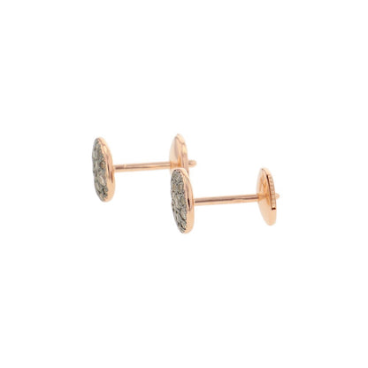 Pomellato Sabbia (Round) Pave Brown Diamond Stud EarringsPOB2042-O7000-DBR00 18K Pink Gold