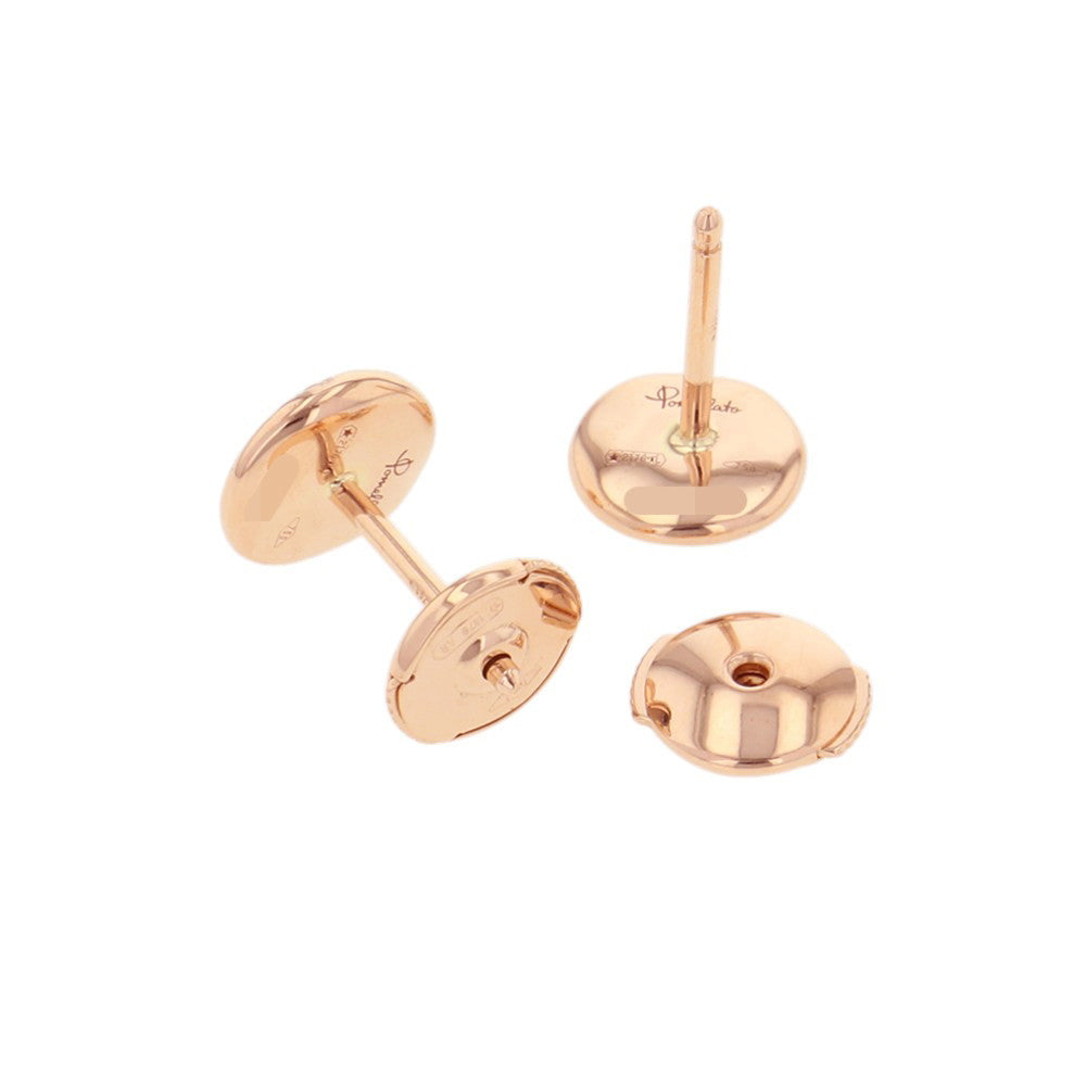 Pomellato Sabbia (Round) Pave Brown Diamond Stud EarringsPOB2042-O7000-DBR00 18K Pink Gold