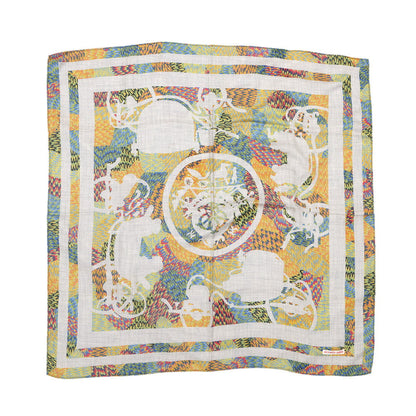 HERMES Scarf Carre Kyoto Marble Exlibris Size 90 Gris Cine/MulticolorH233842S Cashmere70% Silk30%