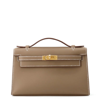HERMES PochetteKelly Etoupe Swift Leather