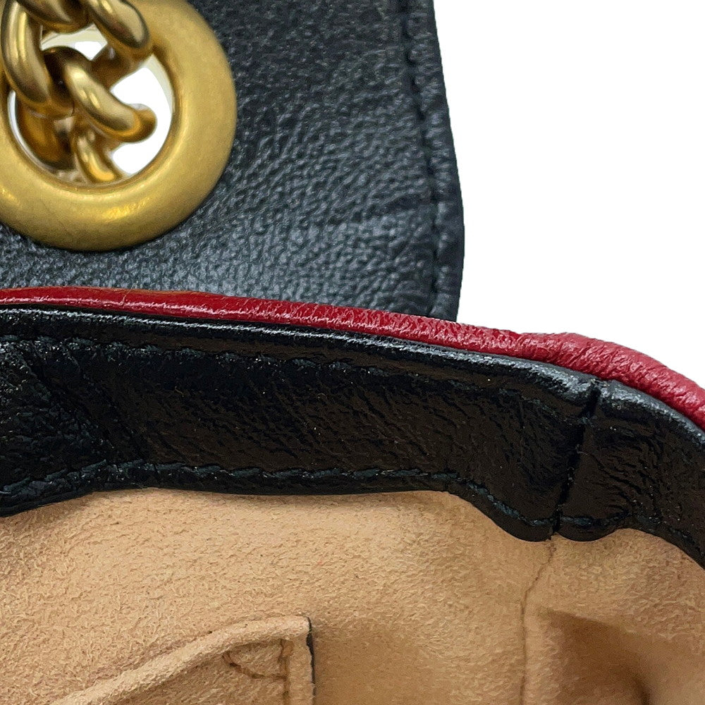 GUCCI GG Marmont Shoulder Bag Black/Beige446744 Leather Size Small