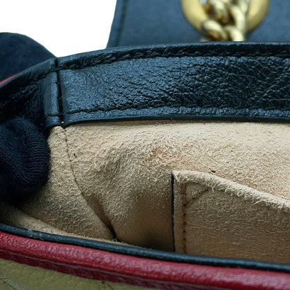 GUCCI GG Marmont Shoulder Bag Black/Beige446744 Leather Size Small