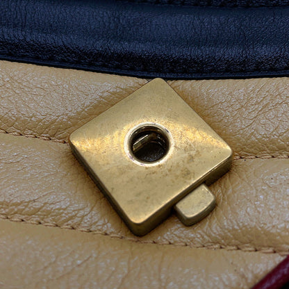 GUCCI GG Marmont Shoulder Bag Black/Beige446744 Leather Size Small