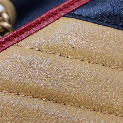 GUCCI GG Marmont Shoulder Bag Black/Beige446744 Leather Size Small