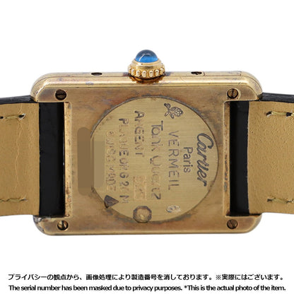 CARTIER Must tank Vermeille SM H28mm×W20mm Gold Plated Leather Ivory Dial5057001