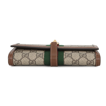 GUCCI Jackie 1961 Chain Wallet Beige/Brown652681 GG Supreme/Leather