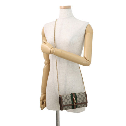 GUCCI Jackie 1961 Chain Wallet Beige/Brown652681 GG Supreme/Leather