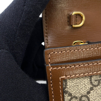 GUCCI Jackie 1961 Chain Wallet Beige/Brown652681 GG Supreme/Leather