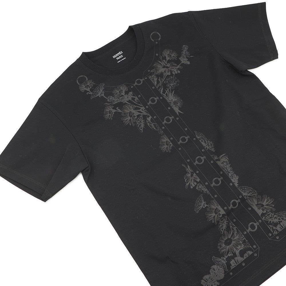HERMES Maxi T-shirt Cartouche Size 34 BlackH6E4620DC Cotton100%