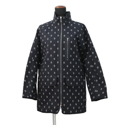 HERMES Short coat, reversible, Chaine d'Ancre print Size 34 Blue Marine Cotton98% Polyurethane2% Polyester100%