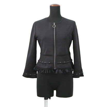 HERMES Zip-up Jacket Size 40 BlackH6E2222DR Silk79% Nylon22% Polyurethane2%