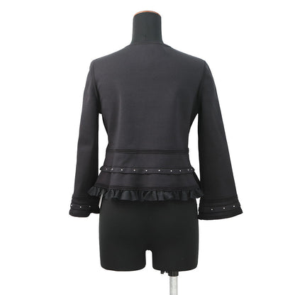 HERMES Zip-up Jacket Size 40 BlackH6E2222DR Silk79% Nylon22% Polyurethane2%