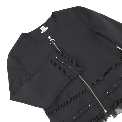 HERMES Zip-up Jacket Size 40 BlackH6E2222DR Silk79% Nylon22% Polyurethane2%
