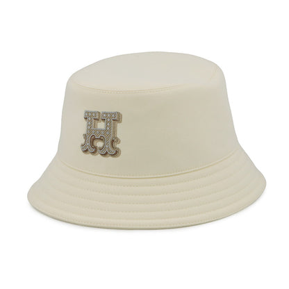 HERMES Harper H Electric Hat Size 59 Blanc Lotus Cotton100%