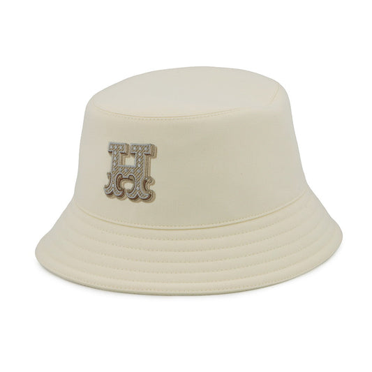 HERMES Harper H Electric Hat Size 59 Blanc Lotus Cotton100%
