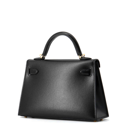 HERMES Mini Kelly 2 Black Box Calf Leather Size K AP 448 SN