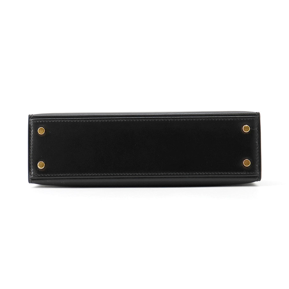 HERMES Mini Kelly 2 Black Box Calf Leather Size K AP 448 SN