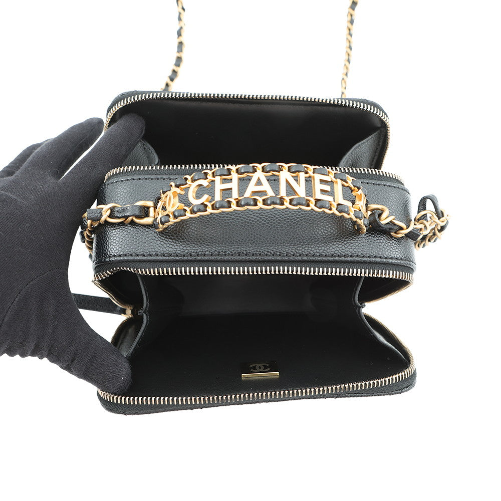 CHANEL Matelasse Small Vanity Bag BlackAS3221 Caviar Leather