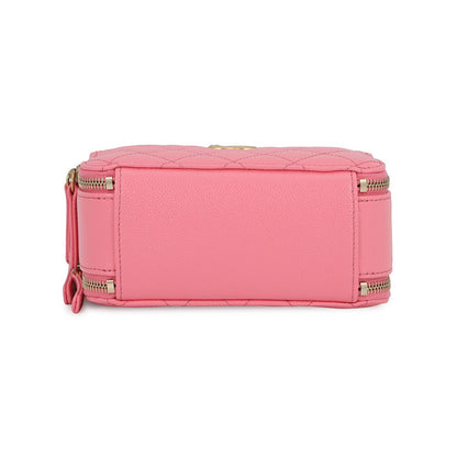 CHANEL Matelasse Small Vanity Bag CoralPinkAS3221 Caviar Leather