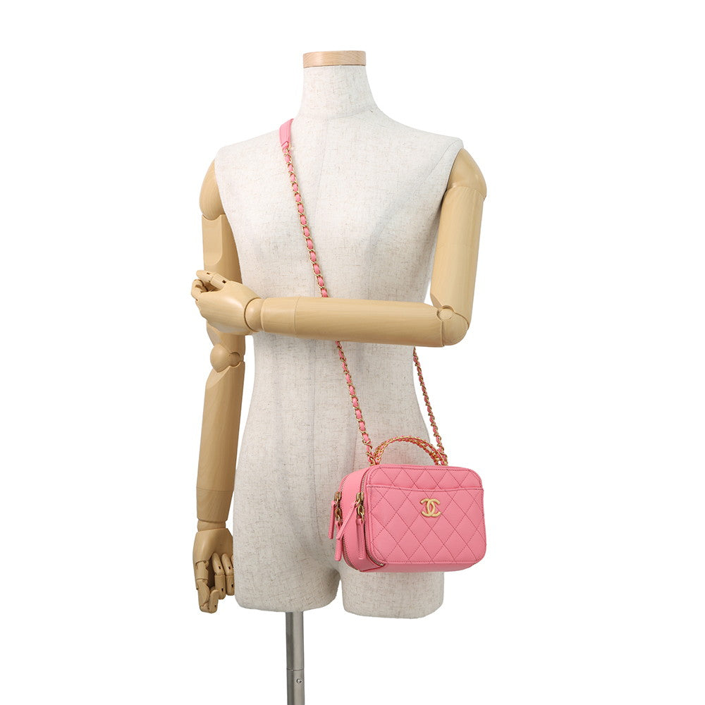 CHANEL Matelasse Small Vanity Bag CoralPinkAS3221 Caviar Leather