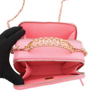 CHANEL Matelasse Small Vanity Bag CoralPinkAS3221 Caviar Leather