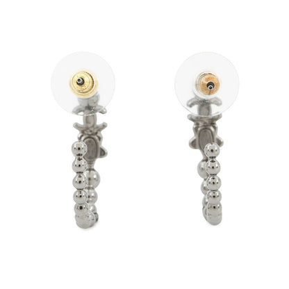 CHANEL CC Logo Hoop Earrings Metal Rhinestone